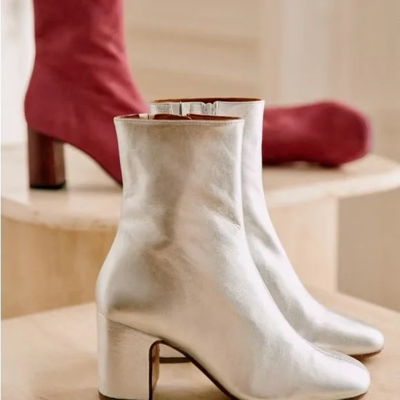 Sezane | Shoes | Sezane Mischa Silver Boots Sz4 Like New | Poshmark